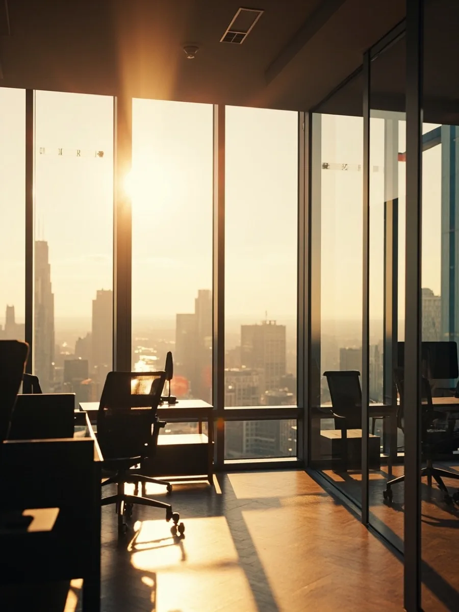 Philadelphia Center City office with 3M Sun Control Prestige Series window film on floor-to-ceiling glass