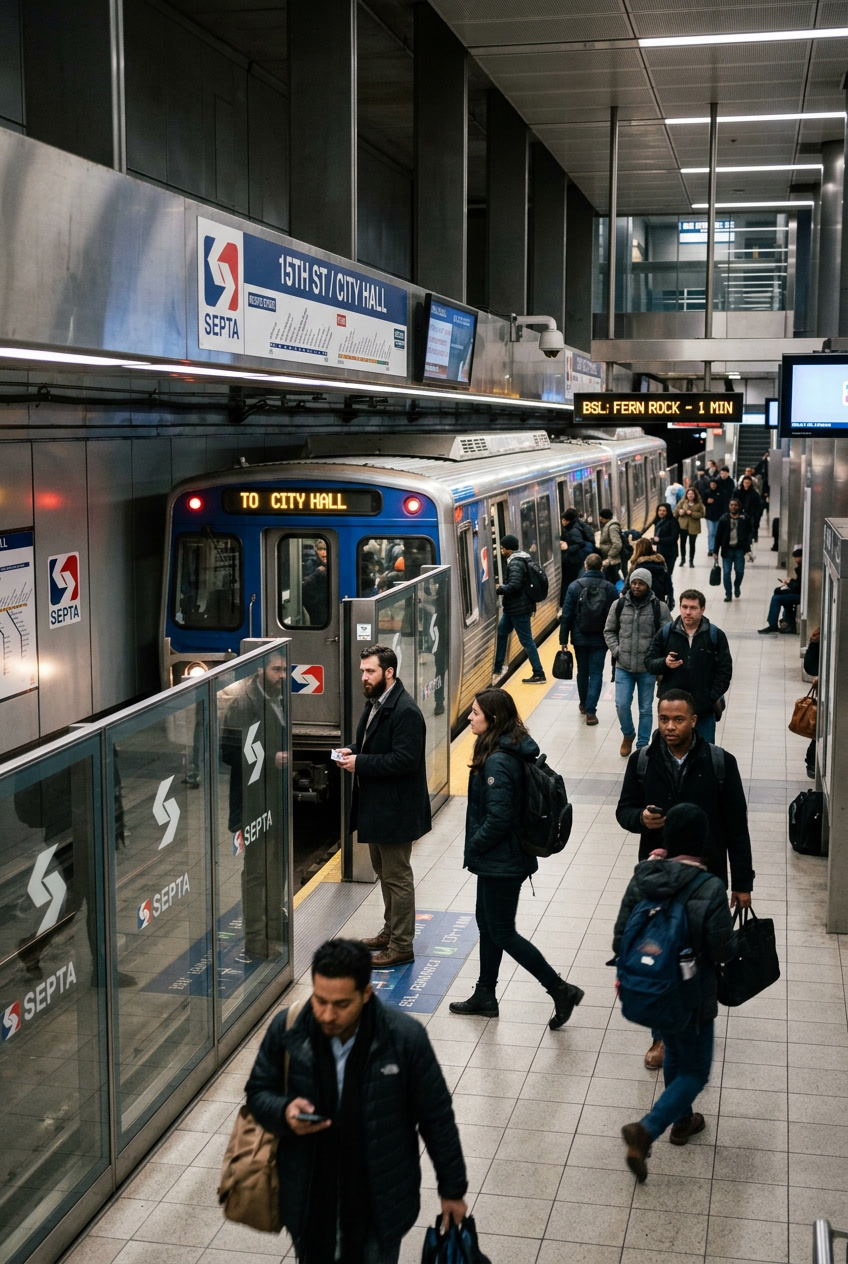 Philadelphia transit station glass panels with anti-graffiti film