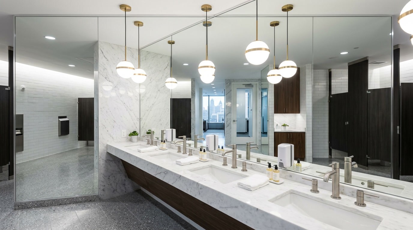 Mirror Shield — reflective surface anti-graffiti film for restroom and lobby mirrors