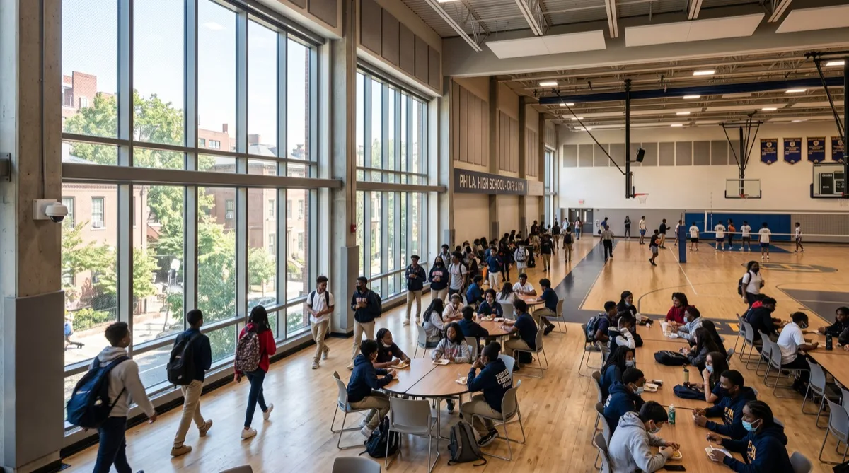Anti-graffiti protection film on Philadelphia school glass panels