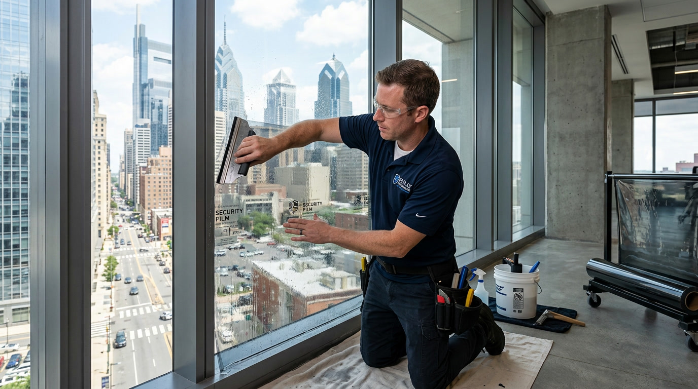 Security film installation — Center City Office Tower