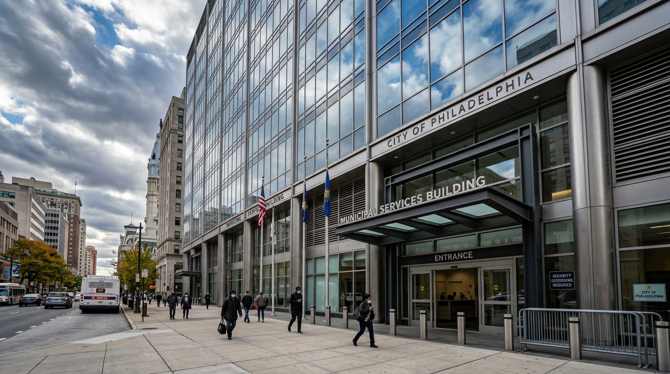 Philadelphia building entrance glass prepared for ballistic security film assessment