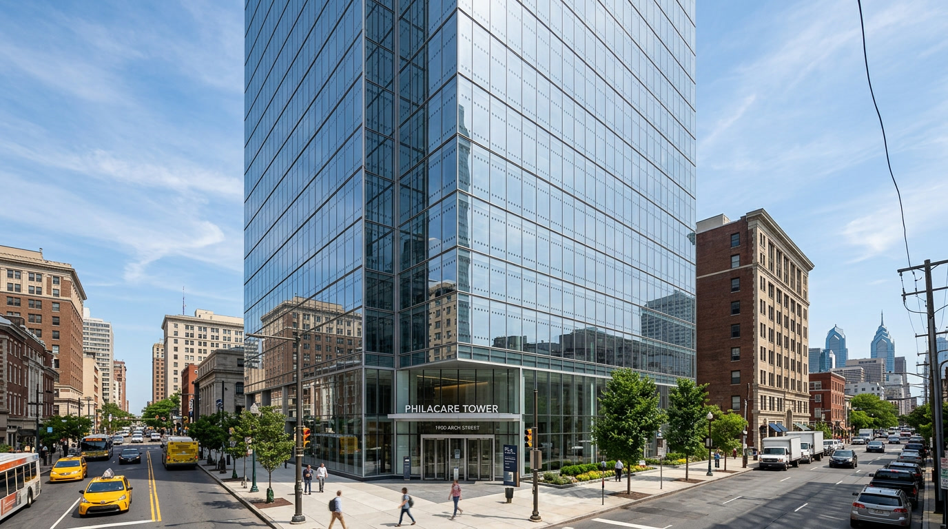 Bird-safe film on Philadelphia university campus glass in University City