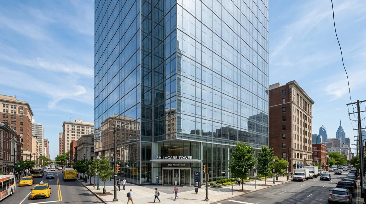 Bird-safe film on Philadelphia university campus glass in University City