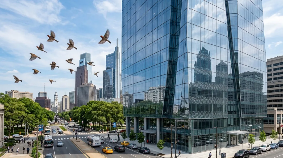 Office Towers bird strike window film in Philadelphia