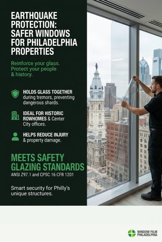 earthquake protection systems philadelphia infographic — Window Film Philadelphia