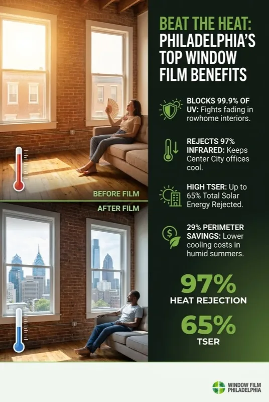 heat blocking window film philadelphia infographic — Window Film Philadelphia