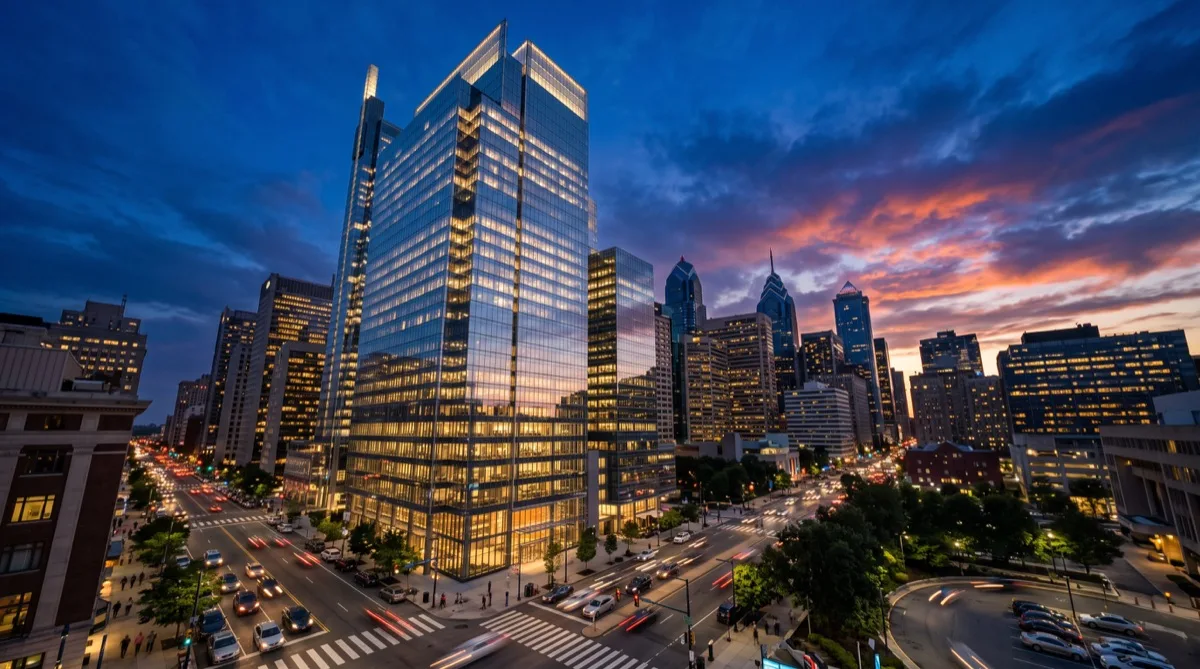 Solar Gard Armorcoat blast film with attachment system on Philadelphia commercial glass