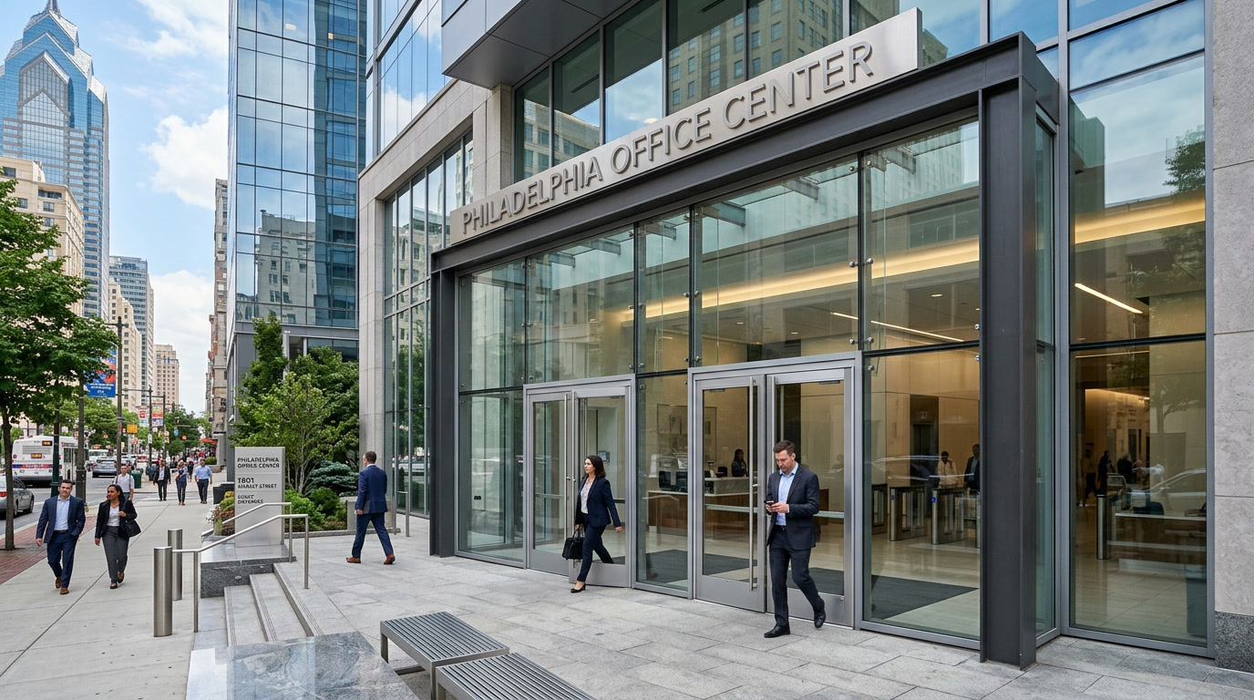 Entrance glass protected by ballistic security film in Philadelphia
