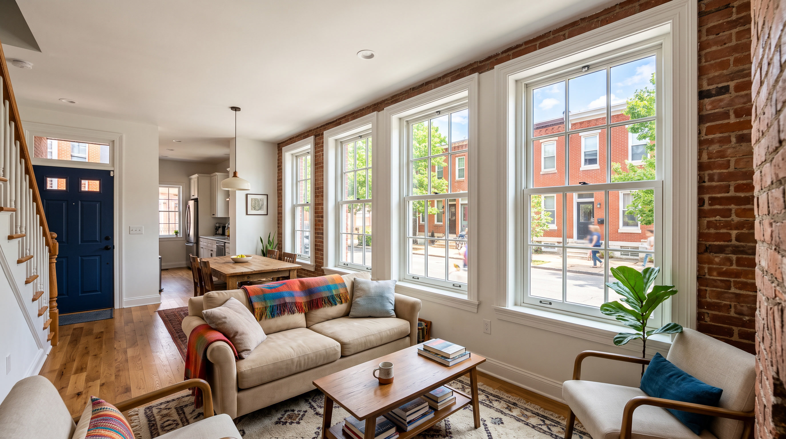 Philadelphia rowhome windows treated with C-Bond BRS glass strengthening