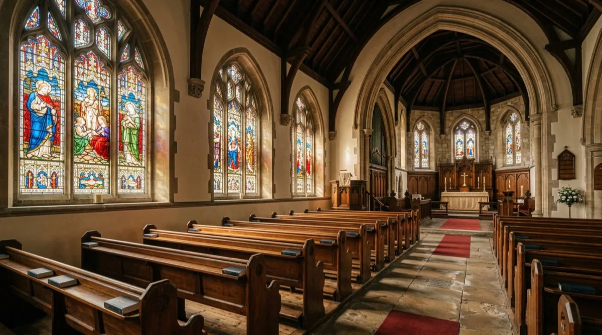 Window film specialist reviewing church glass conditions and conservation specifications Window film specialist reviewing church glass conditions and conservation specifications