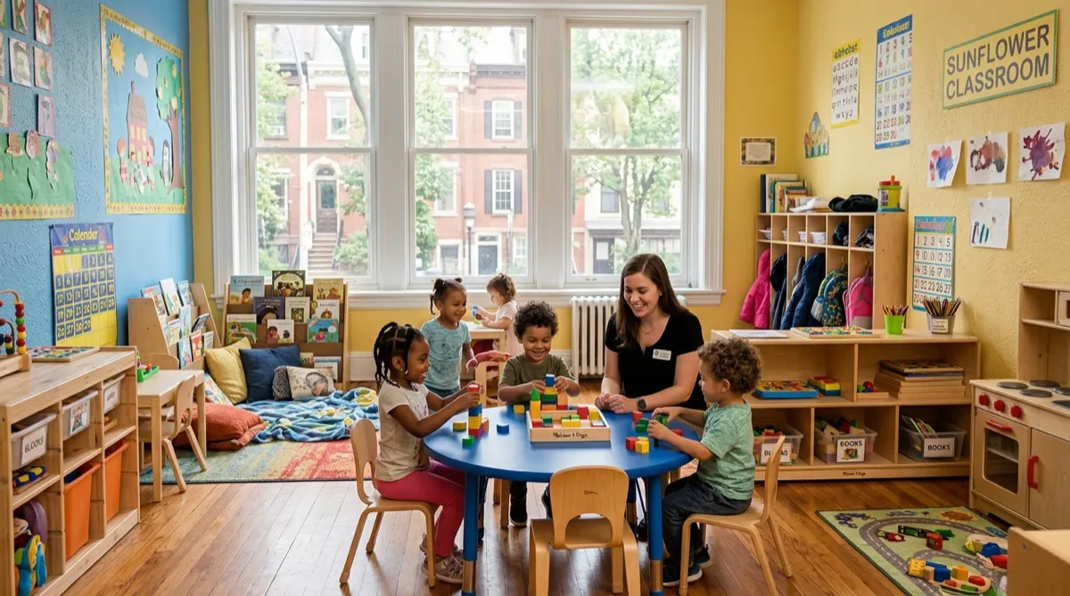 Philadelphia childcare facility with UV and safety window film on classroom glass