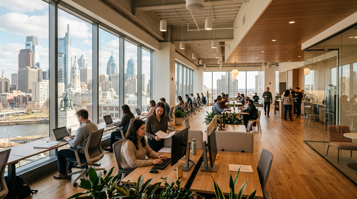 Commercial energy saving window film on Philadelphia office building