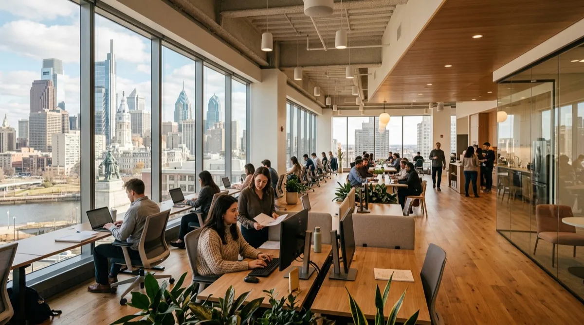 Commercial energy saving window film on Philadelphia office building