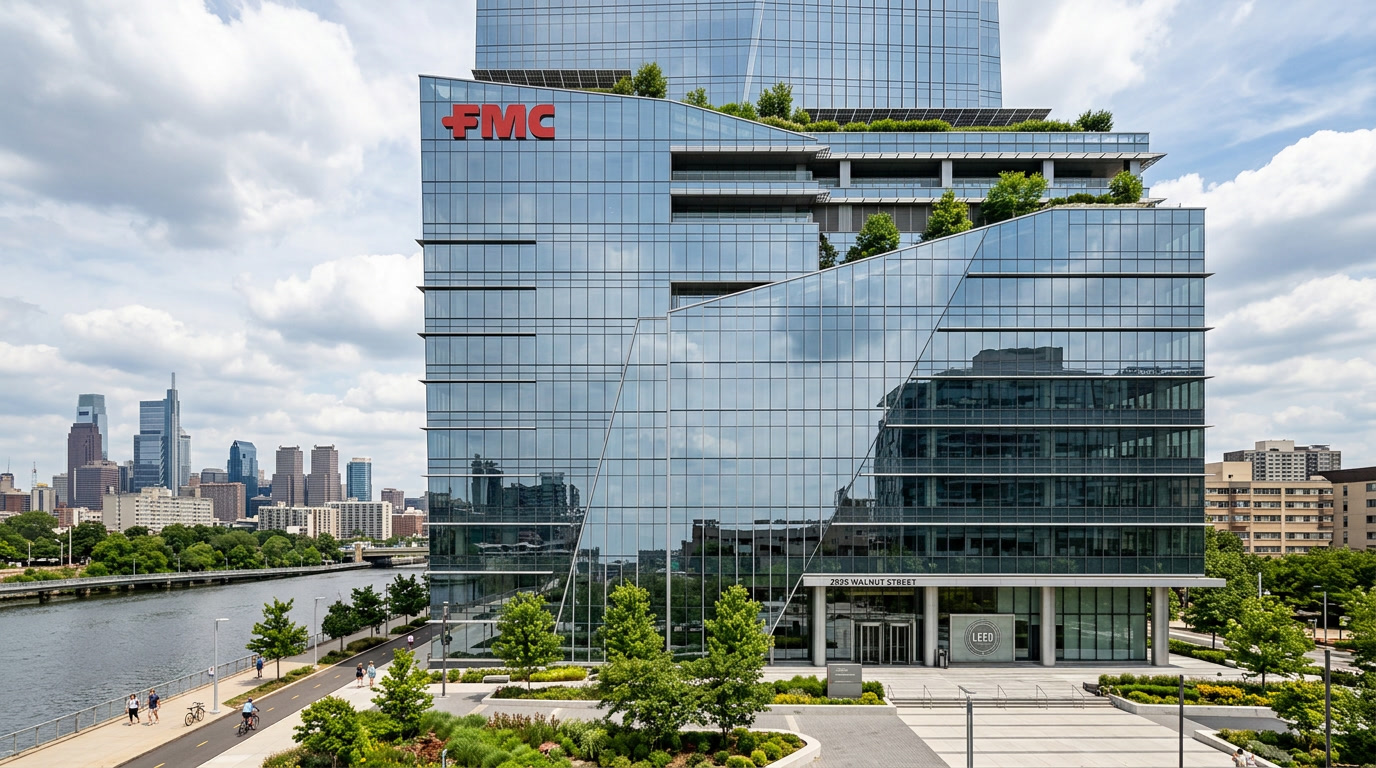 Commercial solar control window film on Philadelphia office building facade