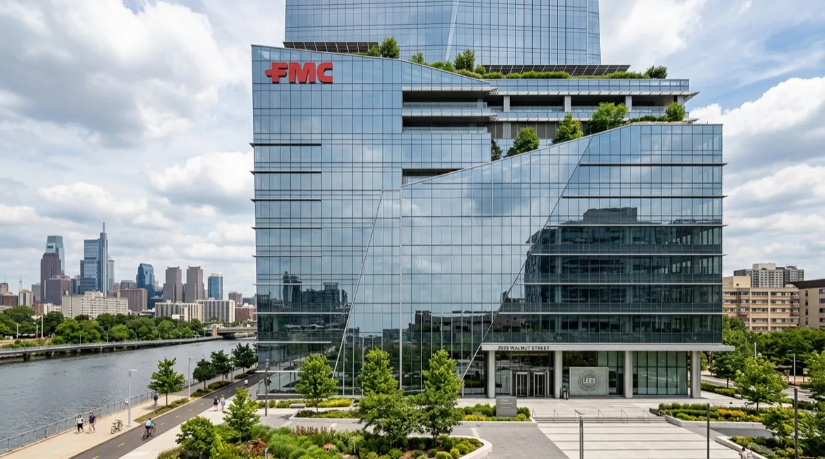 Commercial solar control window film on Philadelphia office building facade