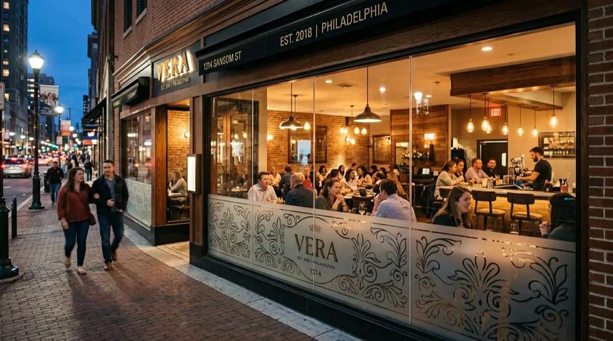 Decorative privacy window film in Philadelphia restaurant