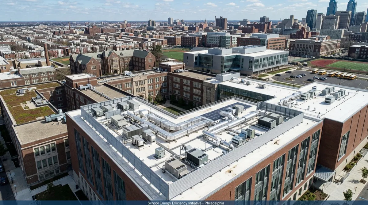 Energy saving school window film on Philadelphia educational facility glass