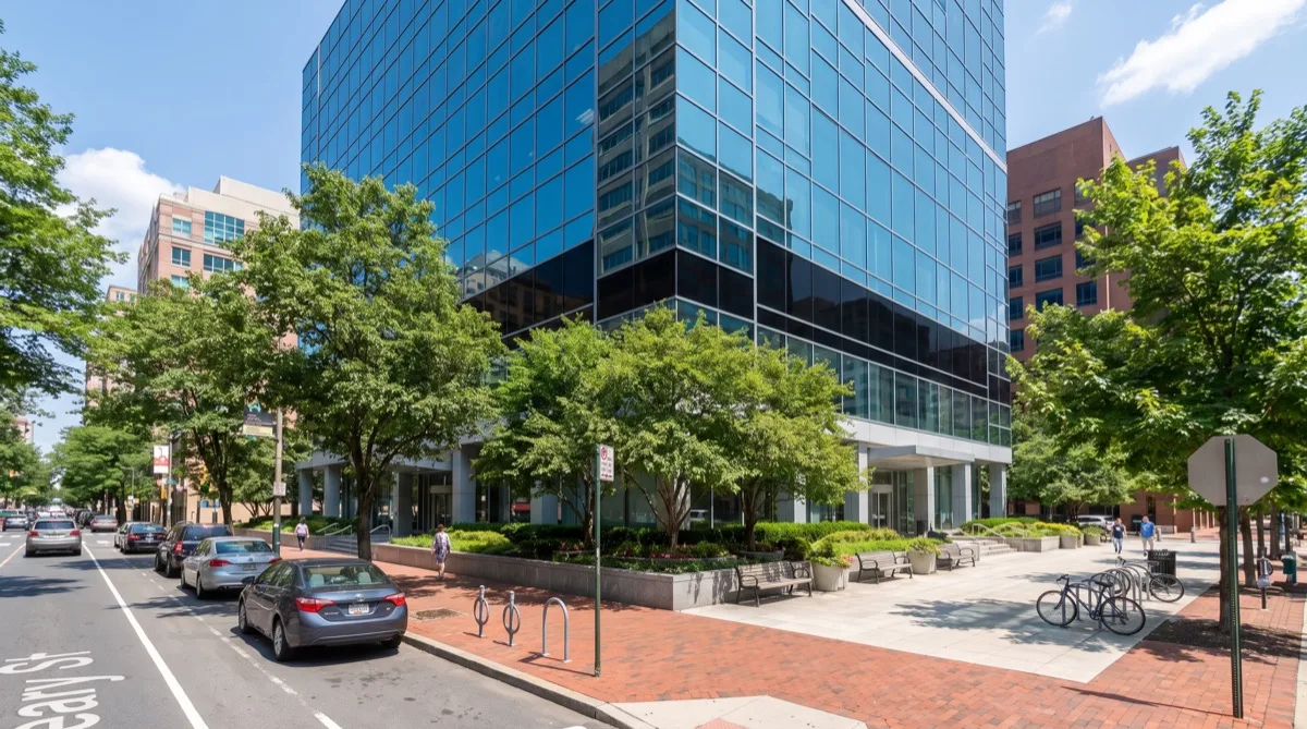 Commercial building with improved curb appeal from exterior refinishing film in Philadelphia