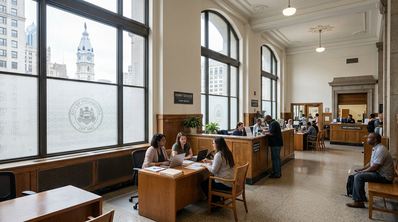Philadelphia government building interior with security window tinting installed