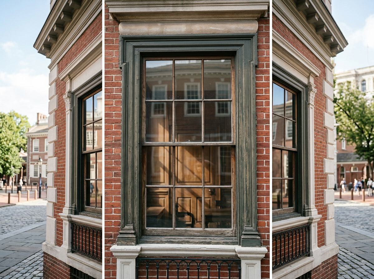 Historic preservation window film applied to original glass in a Philadelphia landmark government building