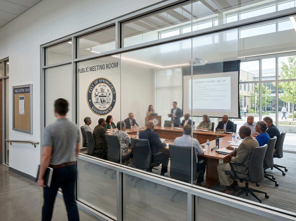 Privacy window film on a Philadelphia government office interview room partition