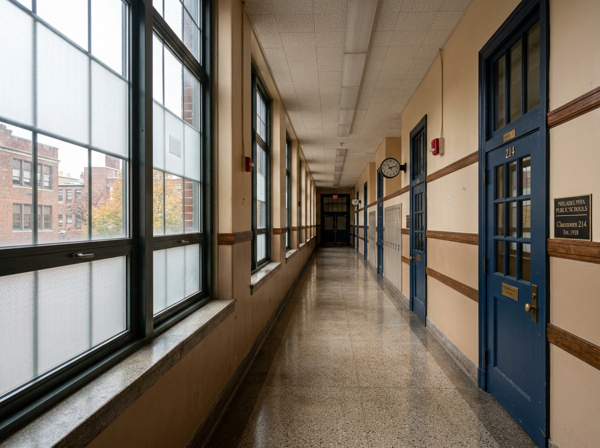 Philadelphia public school with security and UV protection window film installed