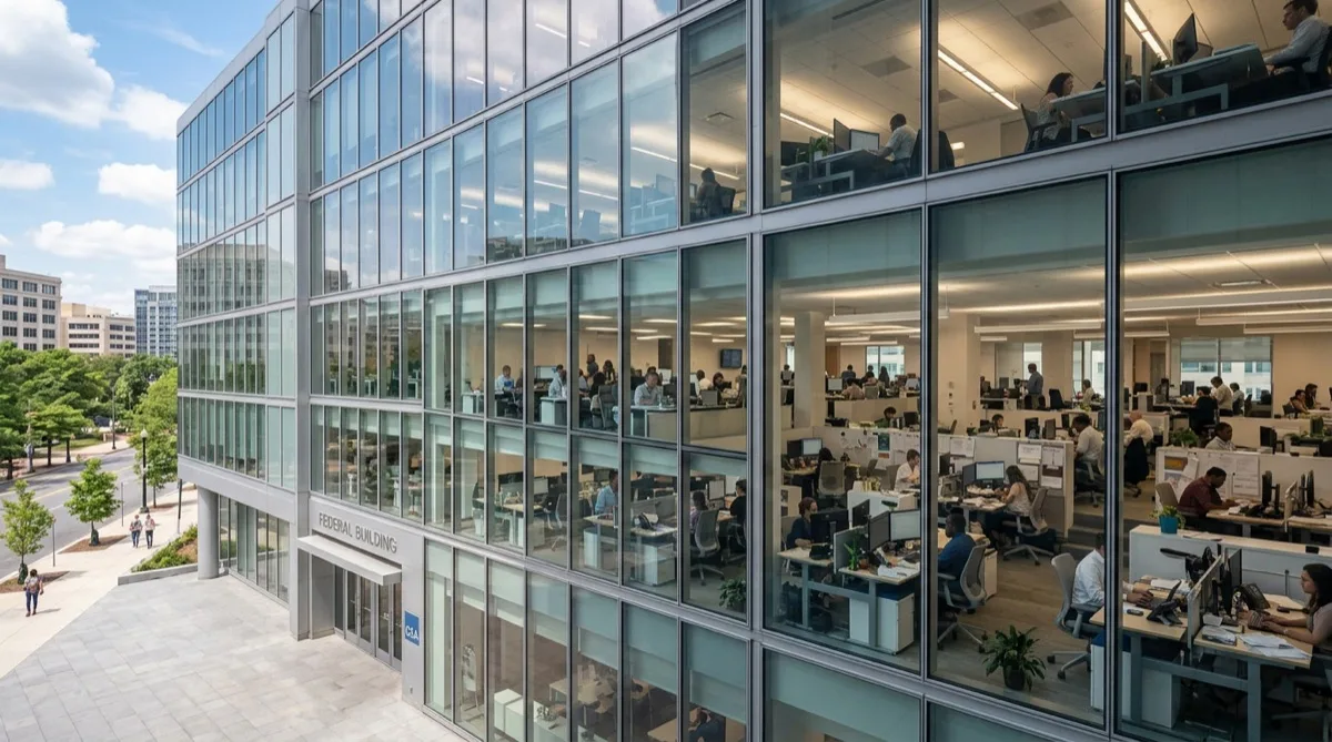 Federal building glass treated with solar control film Federal building glass treated with solar control film