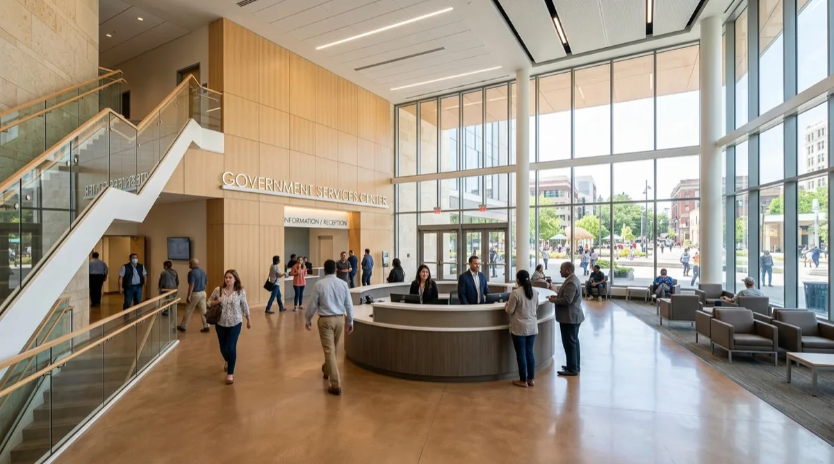 Government facility manager reviewing window film specifications Government facility manager reviewing window film specifications