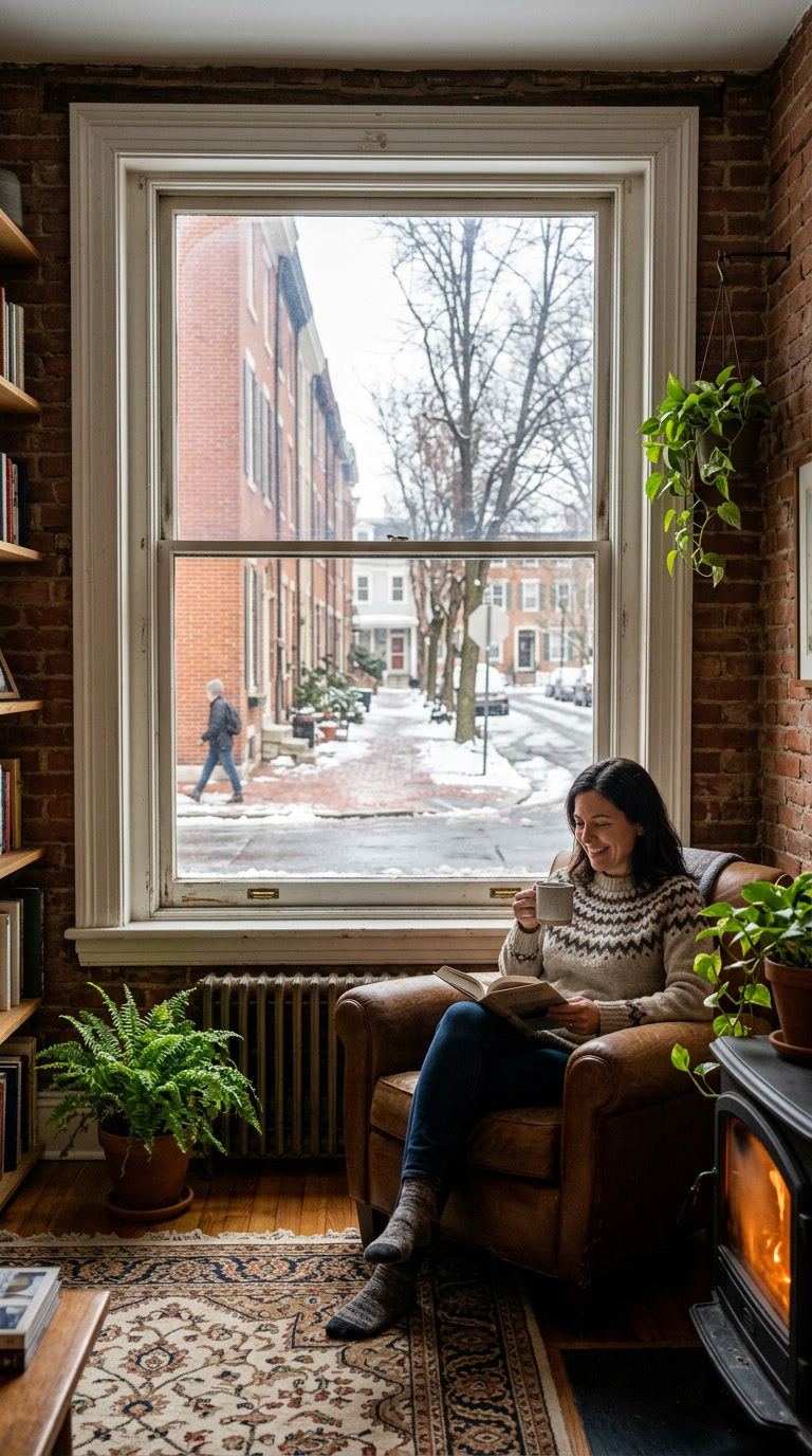 e-Lite Low-E insulating film on older Philadelphia single-pane windows