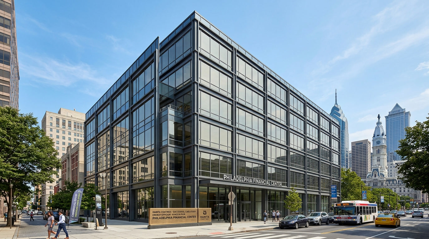 Philadelphia commercial property with Hanita SolarZone XTRM on west-facing curtain wall glass