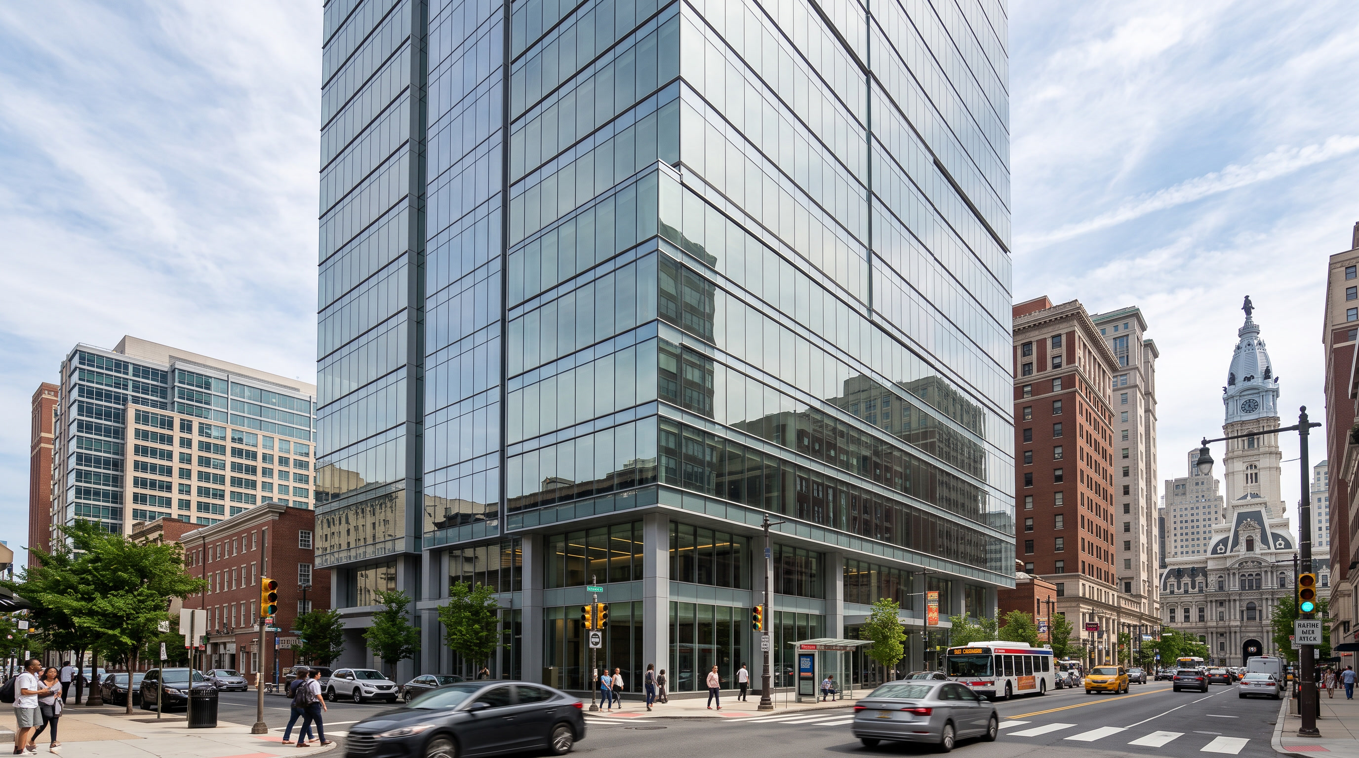 Philadelphia office with Hanita SolarZone window film on large commercial glass