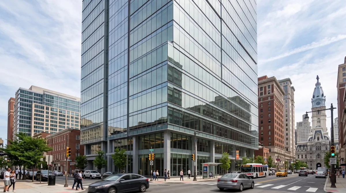 Philadelphia office with Hanita SolarZone window film on large commercial glass
