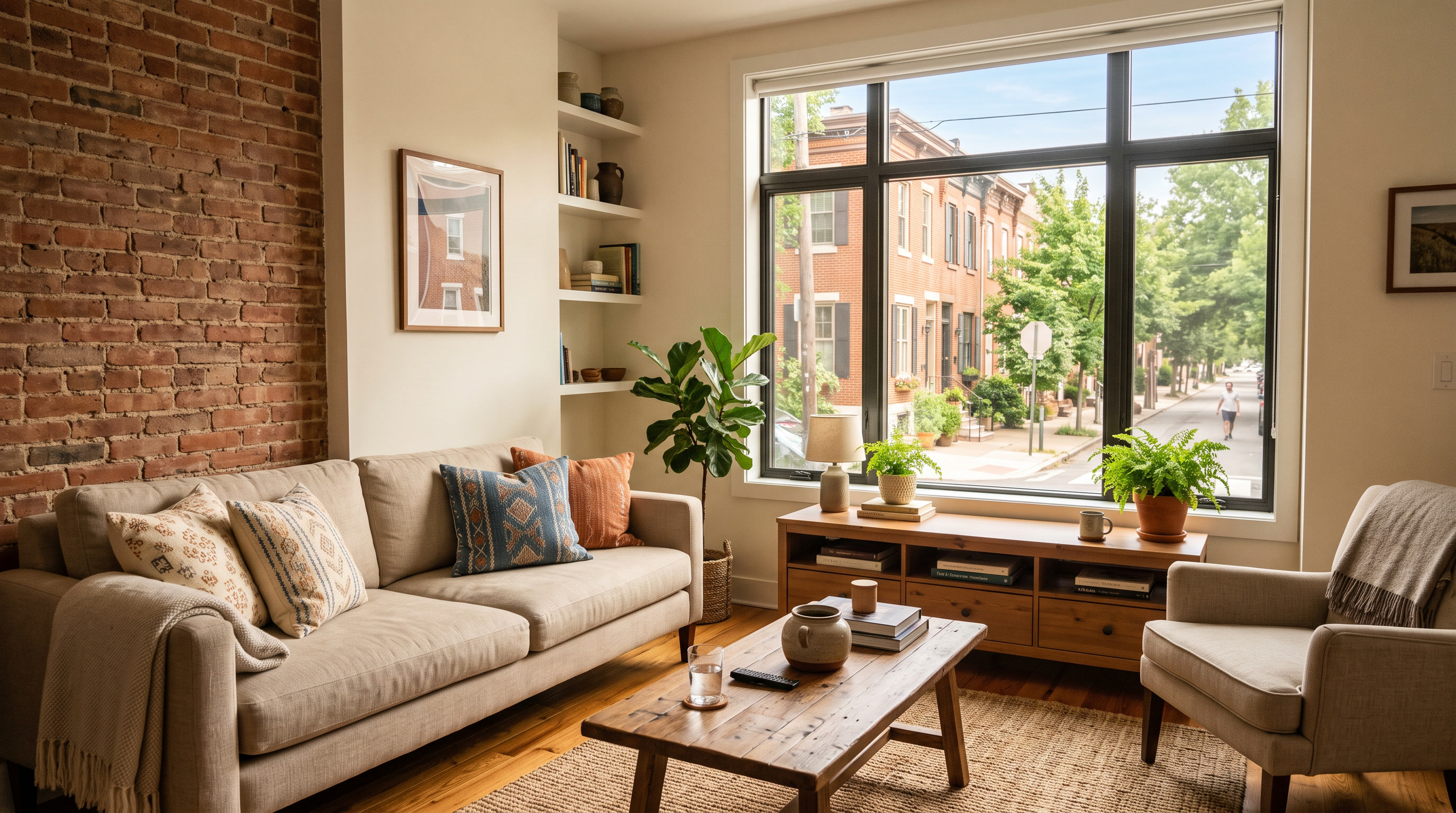 Philadelphia rowhome living room with Hanita Coatings window film