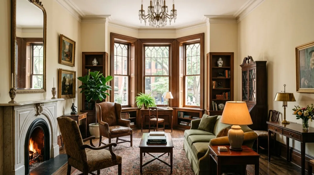 Rittenhouse Square brownstone with south-facing bay windows and professional window film installation