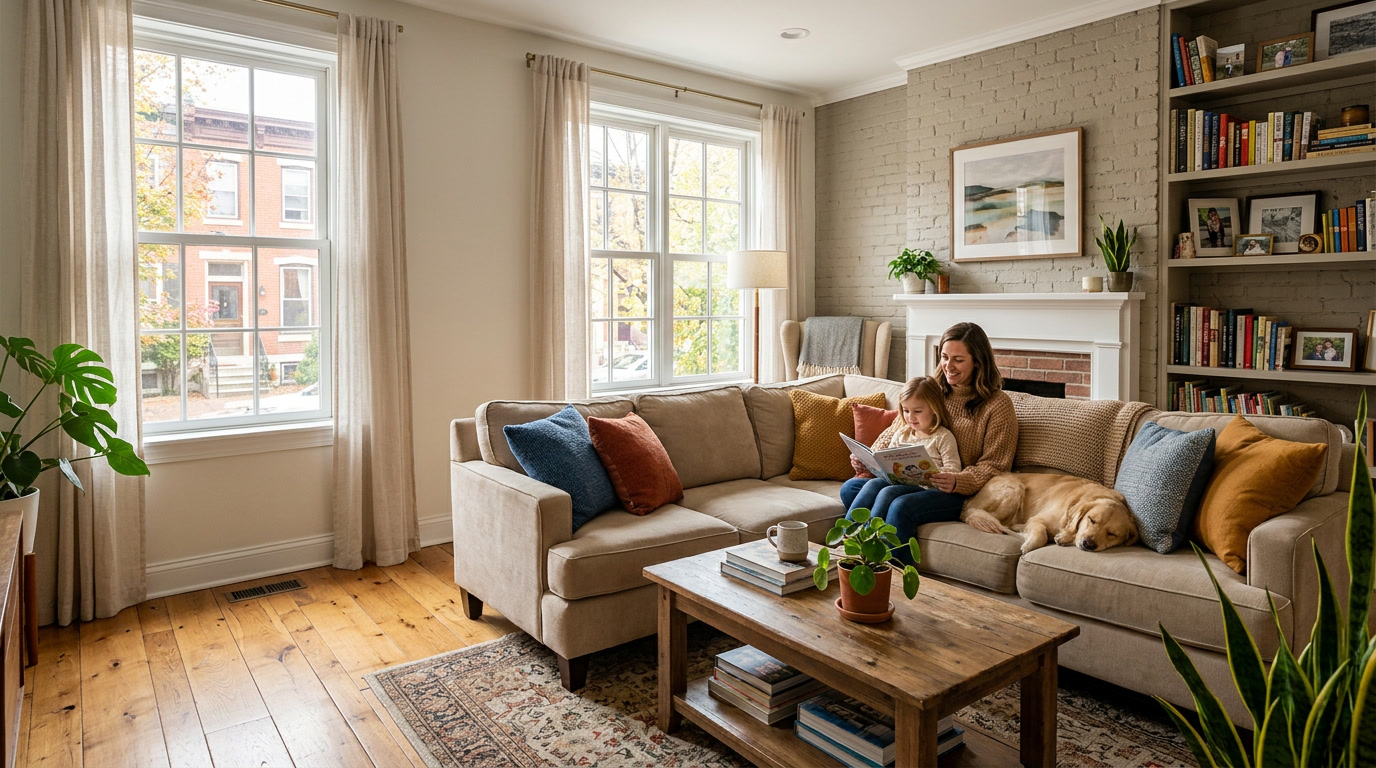Philadelphia home interior comfortable and bright after window film installation