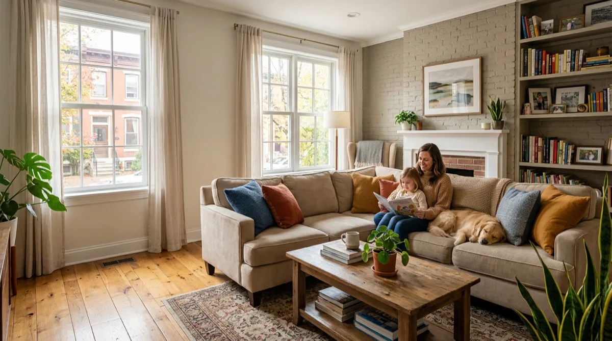 Philadelphia home interior comfortable and bright after window film installation