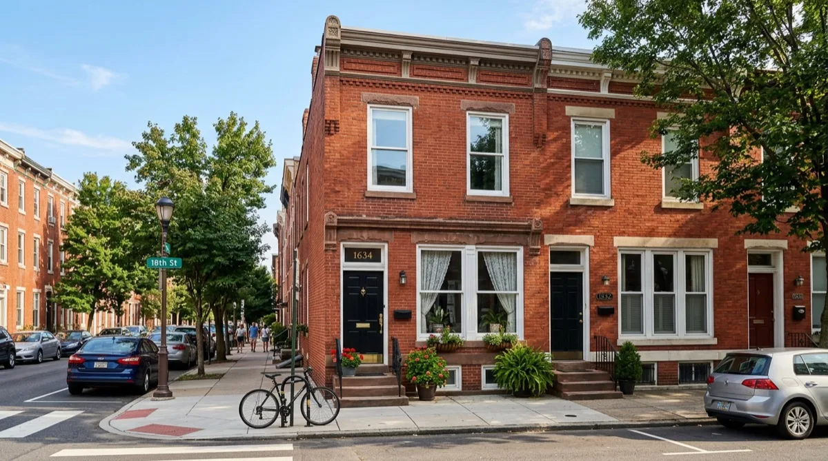 South Philadelphia red brick rowhouse