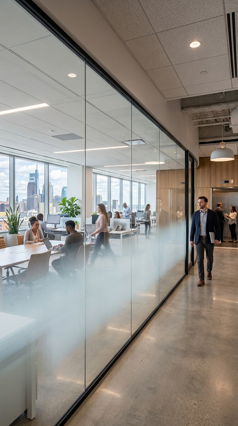 HDFade gradient privacy film on Philadelphia office and storefront glass