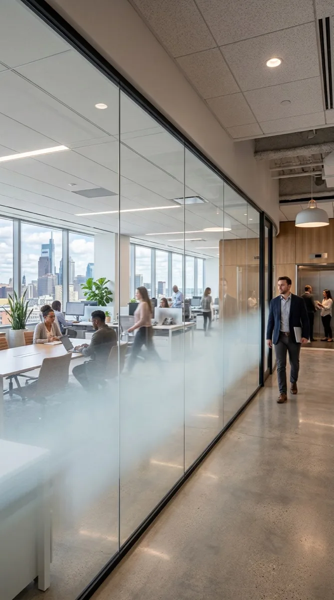 HDFade gradient privacy film on Philadelphia office and storefront glass