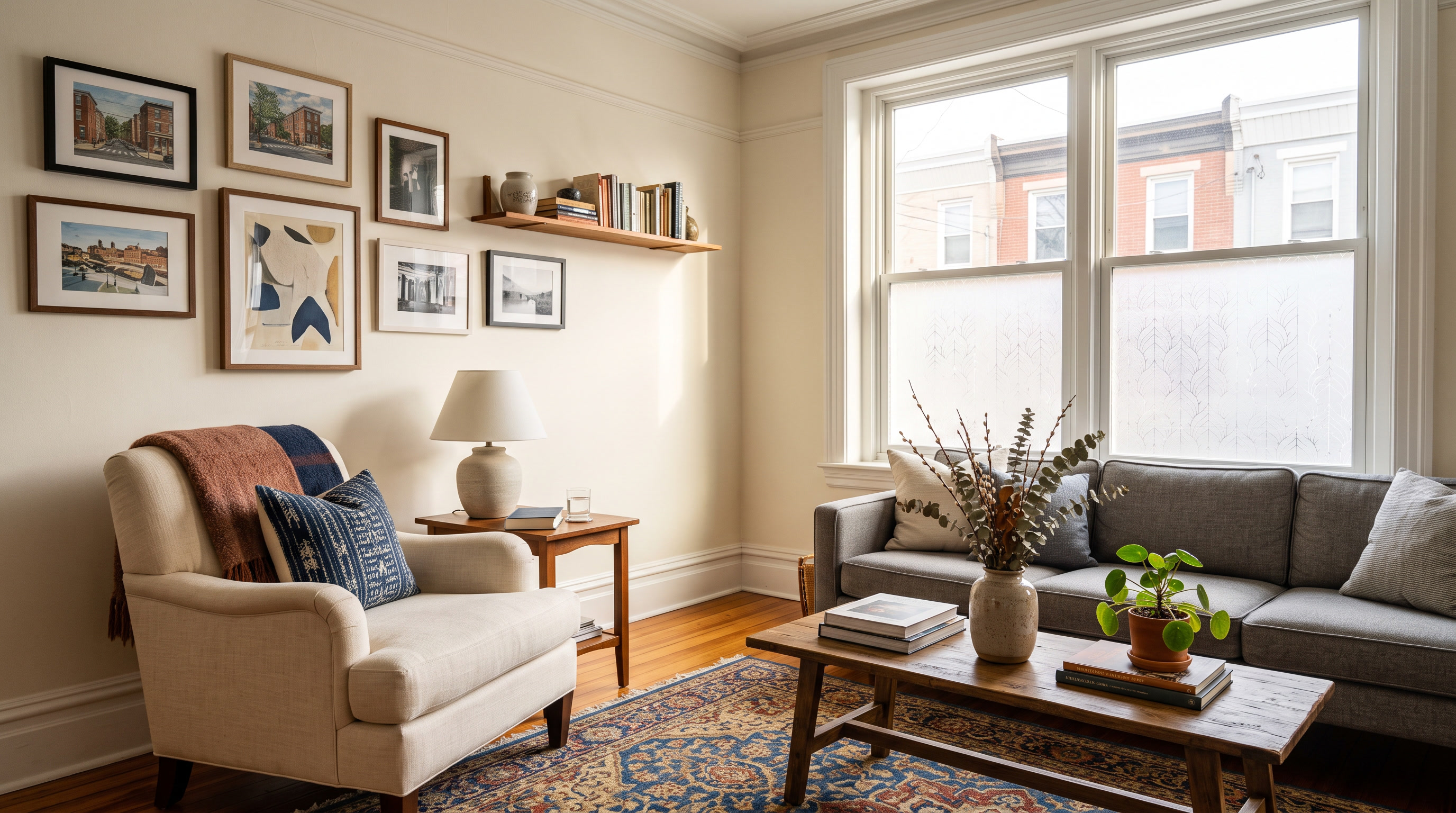 Philadelphia home interior with HDClear decorative glass privacy film