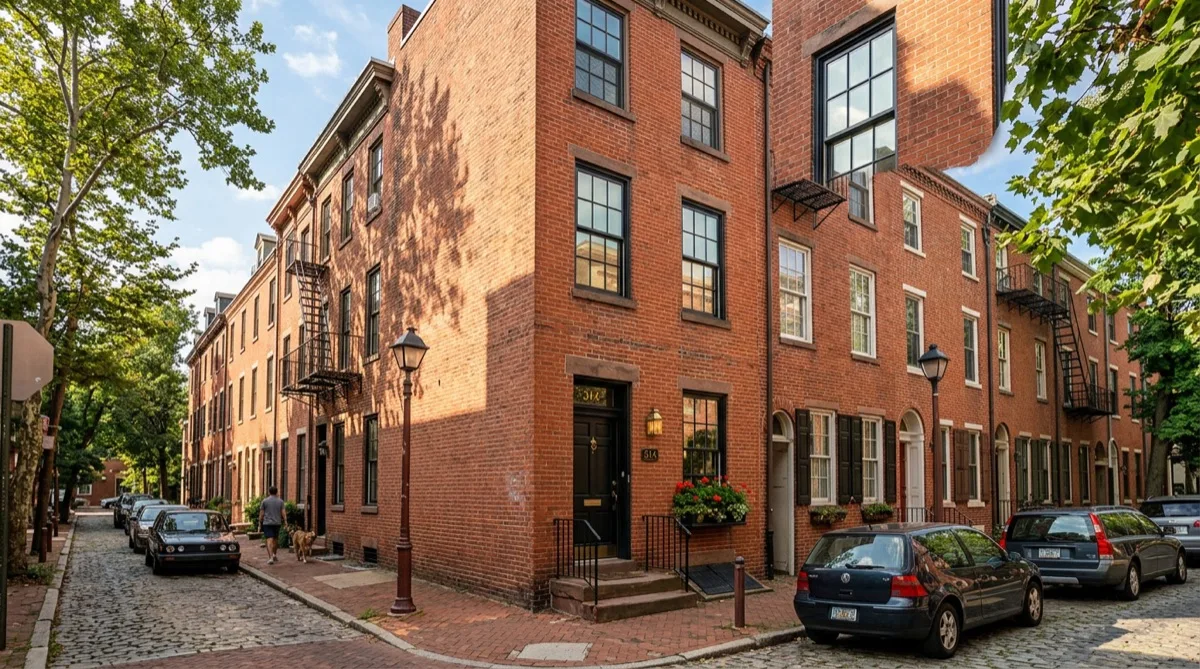 Heat blocking window film on Philadelphia rowhouse south-facing windows