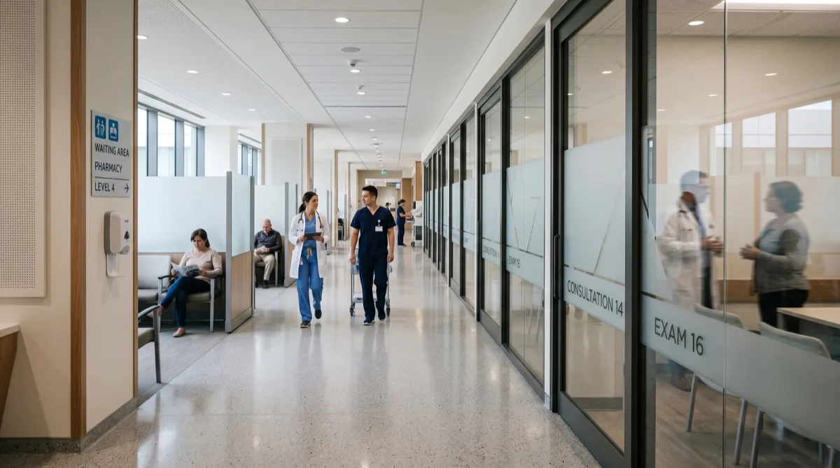 Frosted privacy film for healthcare consultation room glass