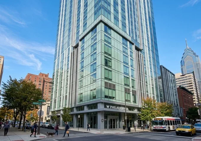 Philadelphia hotel building exterior — energy-efficient window film reducing solar heat gain and HVAC costs