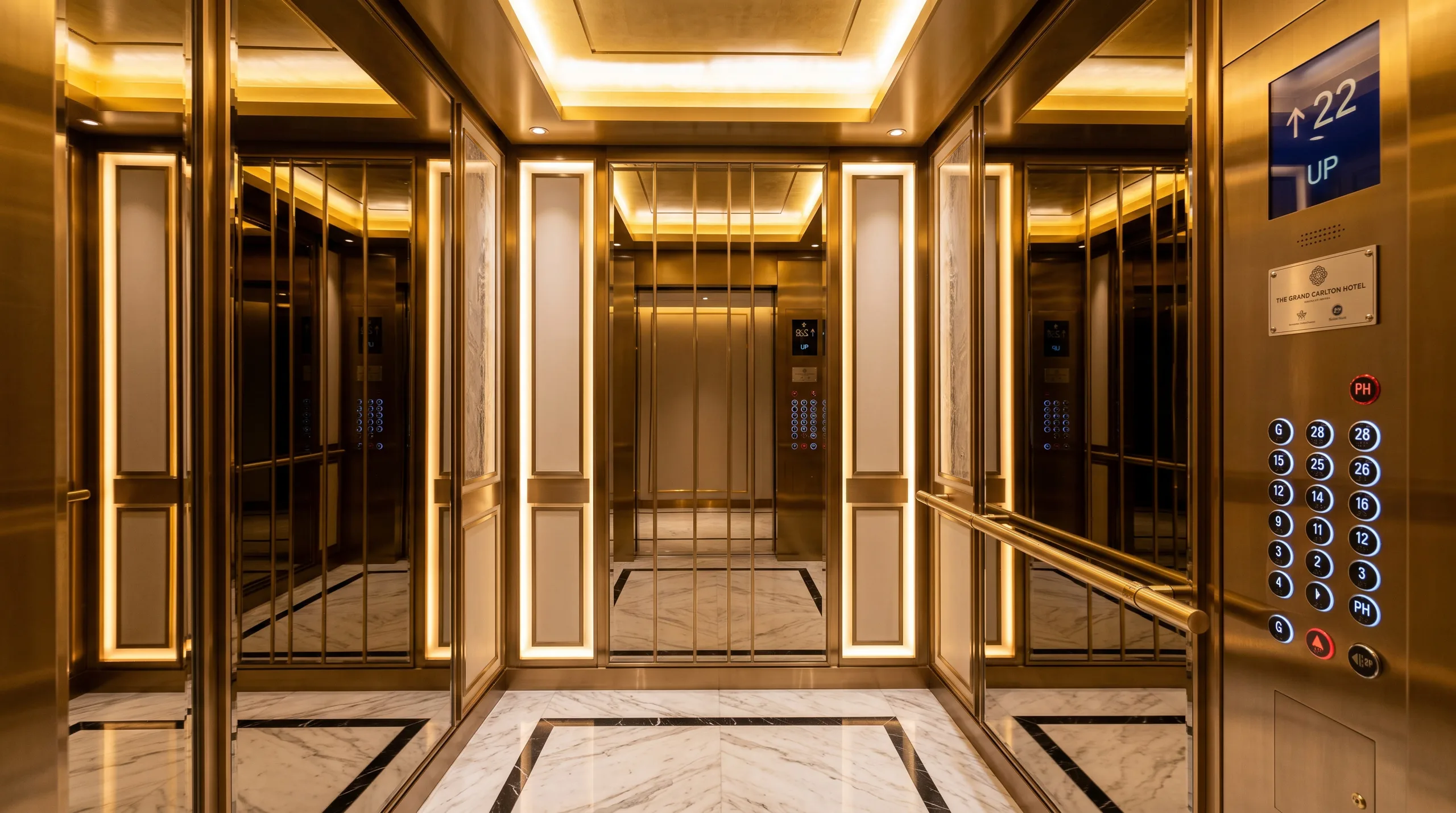 Anti-graffiti window film on Philadelphia hotel elevator mirror — clear protective layer, vandal-resistant