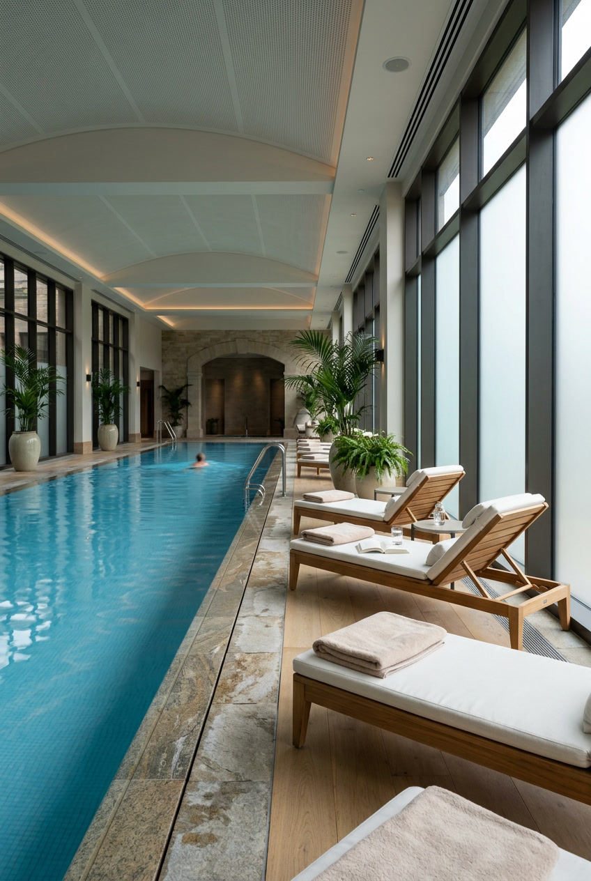 Philadelphia hotel pool area with solar and privacy window film — comfortable, private, UV-protected