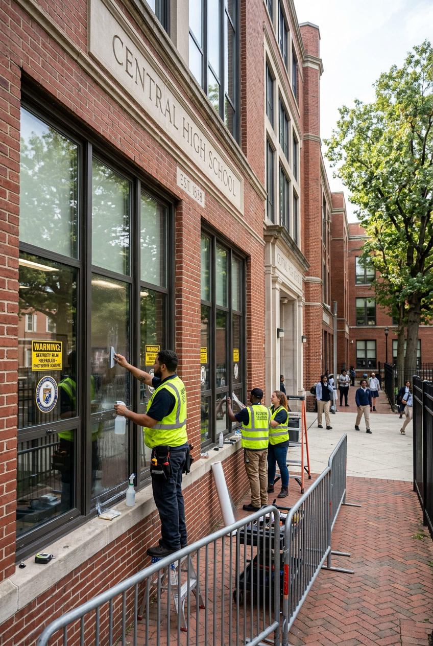 Madico SafetyShield security film protecting Philadelphia storefront glass
