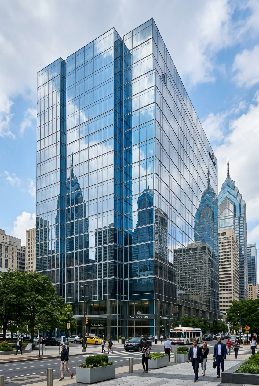 Madico solar control window film on Philadelphia commercial building