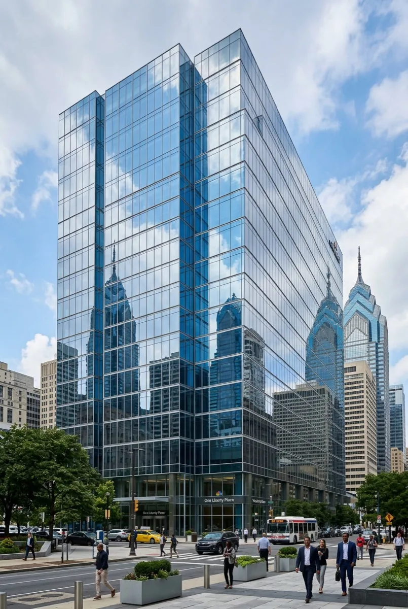 Madico solar control window film on Philadelphia commercial building