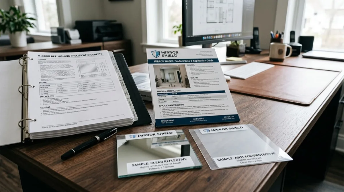Mirror refinishing film specs and resources — Philadelphia Mirror refinishing film specification sheets and product data for Philadelphia clients